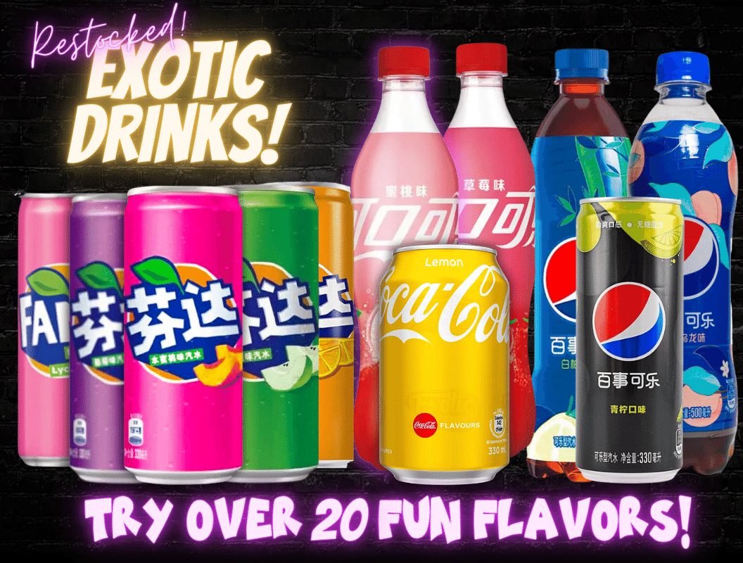 Image of various exotic beverages available at Galactic Snacks